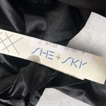 She & Sky NEW Black Crop Top Tie Front Womens S Long Sleeve Blouse Dressy Party Photo 2