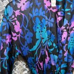 Vintage perfection fit by Roxanne Floral Wrap Blouse beach cover up medium / sm Black Photo 6