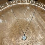 Sterling Silver Lab Fire Opal & CZ 925  Heart Necklace Photo 6