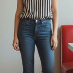 Rhapsody  70's/80's Womens Striped Short Sleeve Button Up Shirt Made in USA Small Photo 0