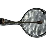 Antique Art Nouveau Silver Floral Mirror Brooch Photo 7