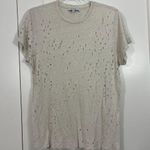 IRO XS Cream White Sija Distressed Linen Short Sleeve T-Shirt Top Photo 5