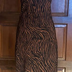Betsey Johnson  Tiger Print Dress Size Small Halter Y2K Brown Midi Bodycon Photo 0