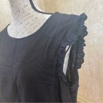 Lungo L’Arno European linen Sleeveless top blouse tunic Black Eyelet hem Sz XL Photo 3