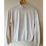 Talbots  Women’s Sweater Medium Mock Neck Long Sleeve White 100% Cotton Photo 0