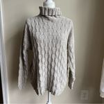 Woolrich VTG  100% Cotton Heavy Cable Knit Turtleneck Sweater Oatmeal Photo 1