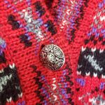 Nordstrom , BRASS PLUM Medium Red, Black 100% Wool Button Front Cardigan Sweater Photo 3