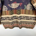 Boho Artsy Fish Graphic Sweater Women's Colorful Wool Knit Pullover Size XXL Purple Photo 2