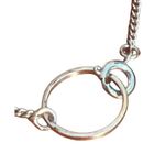 Minimalist Silver Tone Bar Pendant Necklace Collar Circle Spring Ring Clasp 16" Photo 3