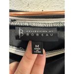 BOBEAU Black Shiney Loose Fit White Detailed Sleeve Collar Blouse size Medium Photo 2