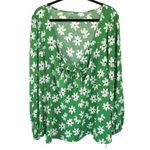 Ava & Viv NWT  Kelly Green Floral Peplum Tie Front Blouse Summer Festival 3X Photo 0