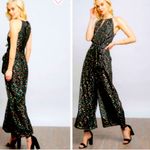 Anthropologie Wide Leg Jumpsuit Metallic Black Motif Size 2 NWT Eva Franco $190 Photo 2