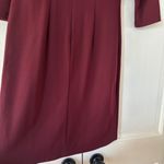 J. McLaughlin Size XS Burgundy 3/4 Sleeve Isabel Knot Front Sheath Dress Bow Photo 11