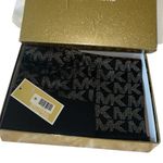 Michael Kors NWT NIB  All Over MK Logo Rhinestone Black Gold Beanie Scarf Set OS Photo 4