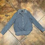 About A Girl  Plaid Sheer Button Down Long Sleeve Medium Photo 3