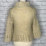 Free People Open Knit Cream and Yellow 3 Button Flared Sleeve Cardigan Photo 5