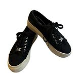 Michael Kors  Boerum Black MK Silver Logo Platform Sneaker, Sz 6 Photo 0