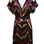 Alice + Olivia Lexa Chevon Striped Rainbow Wrap Tie Dress Chiffon Silk Viscose 2 Photo 0