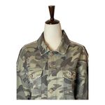 ZARA  Jacket Women Small Green Camo Cotton Sequin Stripe Coat Streetwear Outdoor Photo 3