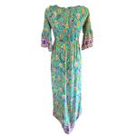 Patchouli Fair Boho Maxi Dress Size L Paisley Floral, Tassel Tie Waist Green Size L Photo 2