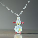 Snowman Necklace with Genuine Swarovski Crystals Silver Photo 2
