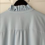 Talbots Blue Long Sleeve Ruffled Blouse with Mandarin Collar and Pearl Accents Photo 12