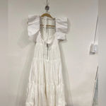 NEW Area Crystal Trim Poplin Dress Size Small White Photo 5