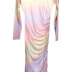 Gianni Bini Long Sleeve Ruched Ombre Mesh Midi Dress in Pastel Multicolor Photo 1