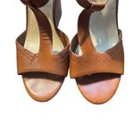 Marc Fisher Shoes Womens Size 9.5M Brown Leather Cork Wedge Sandal Strappy Heel Photo 1