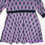 Unique Vintage Adorable Purple & Pink Argyle Sweater Dress women plus size 1X Photo 12