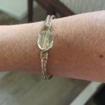 None Gold Tone Hammered Metal Adjustable Bangle Wire Bracelet Crystal Boho Chic Photo 3