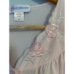 Shadowline Pink Nylon Nightgown Floral Embroidered Neckline Lounger Size M Size M Photo 2