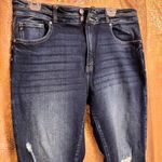 KanCan High Rise Ripped Distressed Cropped Jean Stretch Dark Wash Size 31/14 Blue Photo 3