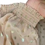 Xhilaration Y2K Off Shoulder Light Pink Golden Polka Dot Long Sleeve Top Blouse See Through Photo 4