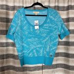 Michael Kors MICHAEL  Turquoise‎ Short Sleeve Sweater Size XL Photo 0