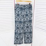 Loft Ann Taylor  Floral Linen Palazzo Wide Leg Pants Blue White 0 Photo 5