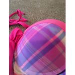 OP Women's Juniors Plaid Swim Top w/ Neck Back Tie Swim Size M 7-9 Multi-Color Photo 2