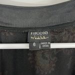 Nicole Miller Size 6 Black and Red V-Neck Floral Beaded Cap Sleeve Dress Photo 5