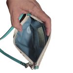 Coach  Poppy Woodmark Multicolor Text Wristlet with Teal Accents. Photo 3