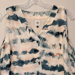 CAbi ‎ Teal Green And Cream/Pink Gelato Watercolor Blouse XS #5035 Photo 2