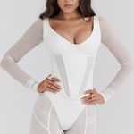 House Of CB L D-DD 'Araminta' White Long Sleeve Mesh Corset NWOT Photo 0