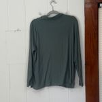 AnyBody Ribbed Henley Long Sleeve Shirt Olive Green XL Casual Comfort Photo 3