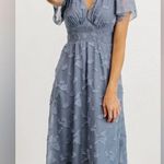Baltic Born June Smocked Waist Floral Burnout Chiffon Midi Dress in Blue Size 3X Photo 2