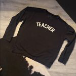 🖤Teacher Woman’s Black Crewneck Sweatshirt W/Thumb Holes•Size:XL🖤 Photo 0