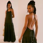 Free People  Bohemian Tiered Somewhere Sunny Drop Waist Maxi Dress Black XS NWT Photo 1