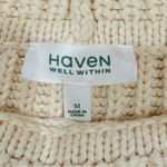 Haven Well Within Braided Cable Knit Sweater Turtleneck Cream Medium Coastal White Photo 5