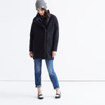 Madewell Black Wool City Grid Coat Size 0 Photo 3