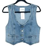 Lucky Brand NWT Women’s Liquid Cropped Denim Vest Light Wash Size Small Photo 1