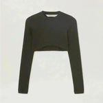 Palm Angels NWT FITTED RIBBED LONG SLEEVE CROPPED RIBBED T-SHIRT TEE BLACK L Photo 5