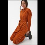 Urban Outfitters Adam Corduroy Coverall Jumpsuit Orange Belted Size Medium UO Photo 2